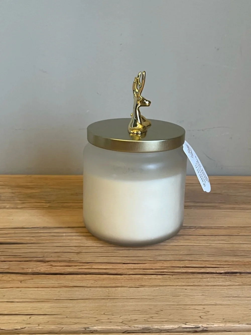 Christmas Pine Scented Jar Candle with Gold Deer Accent Lid